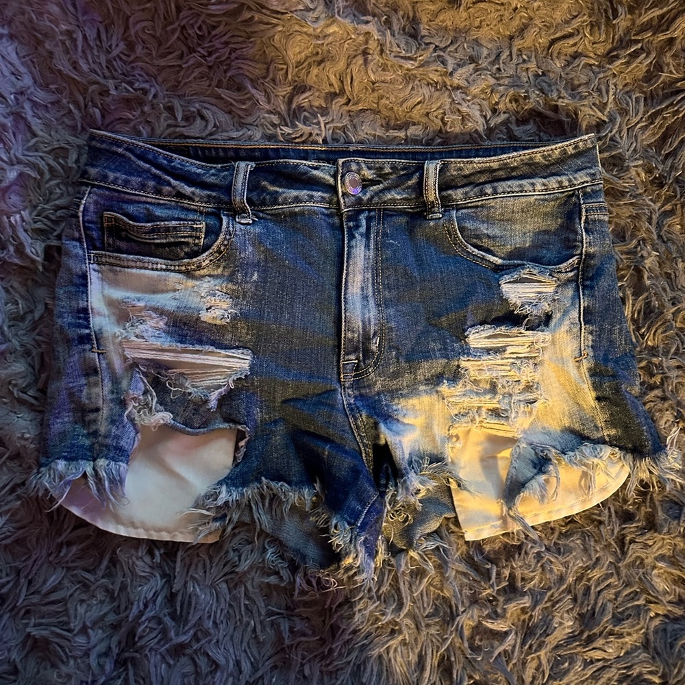 American eagle hi rise shortie jean shorts